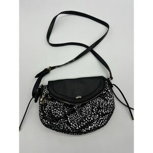 Juicy Couture Leopard‎ Mini Traveler Shoulder Bag Silver Gold Crown Y2K Style